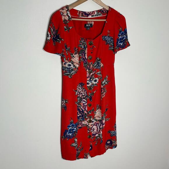 Maeve By Anthropologie Women's Caldwell Button Down Dress Size 0 Red Floral - Picture 3 of 12